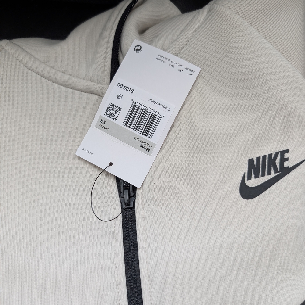 Nike Tech Cream Zip-Up Hoodie Brand New With Tags. Pants Are New W/ Tags Removed
